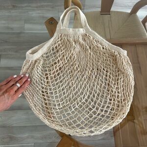 Classic Cream Cotton Mesh Market Bag - Neutral Everyday Tote